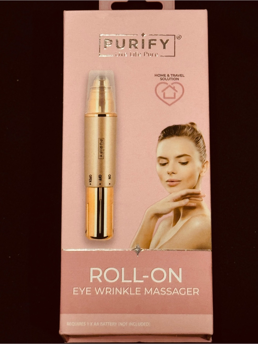 Purify Roll-On Eye Wrinkle Massager Gold Anti-Aging Skin Tool NIB